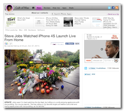 ~ Steve Jobs Watched iPhone 4S Launch Live From Home | Cult of Mac