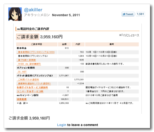 ~ ご請求金額 3,959,160円 on Twitpic