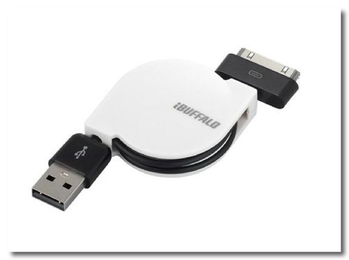 IPhone・iPad・iPod用巻き取りケーブル(USB A to Dock コネクター) ホワイト BSMPC08I75WH_ 家電・カメラ