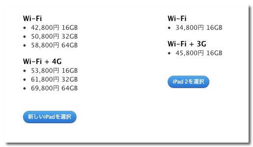 ~ アップル — 新しいiPad — 新しいiPadとiPad 2の仕様を比較-2