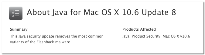 ~ About Java for Mac OS X 10.6 Update 8