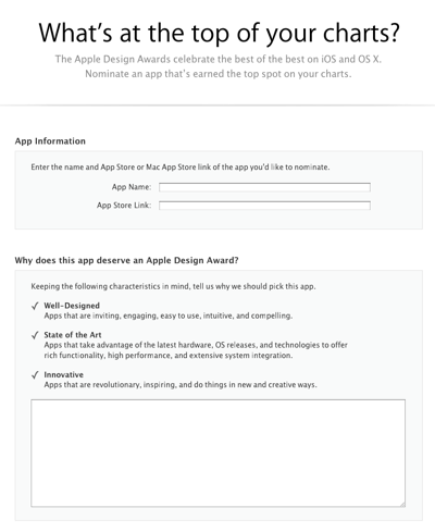 Apple Design Awards 2012 Nomination