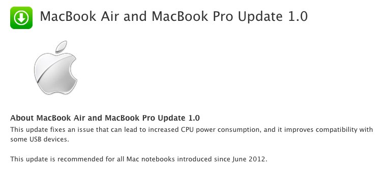 MacBook Air and MacBook Pro Update 1.0
