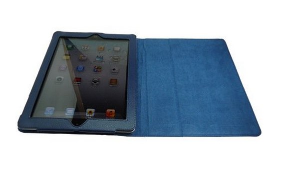 Amazon.co.jp： オートスリープ機能付（自動ON_OFF) 新しいiPad(iPad3)専用レザーケース (紺)_ パソコン・周辺機器-1