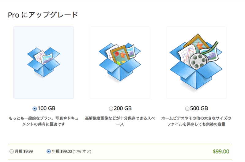 アカウントのアップグレード - Dropbox