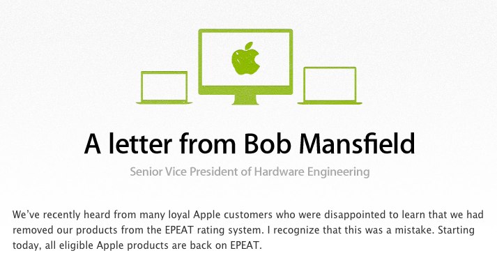Apple - Environment - A letter from Bob Mansfield