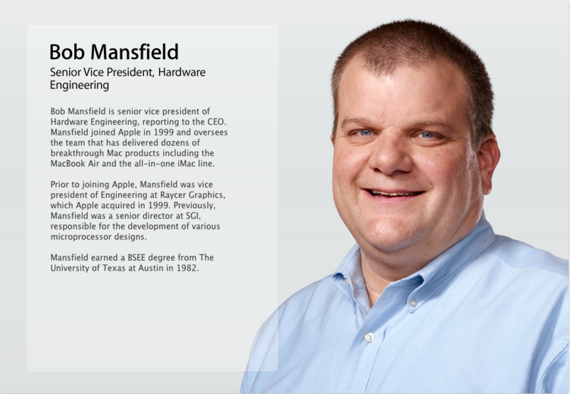 Apple - Apple Press Info - Appleの役員について - Bob Mansfield